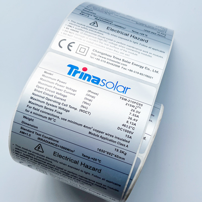 Van het de Streepjescodeetiket van het druk de Zelfklevende HUISDIER Sticker van Matte Silver Thermal Transparent Polyester