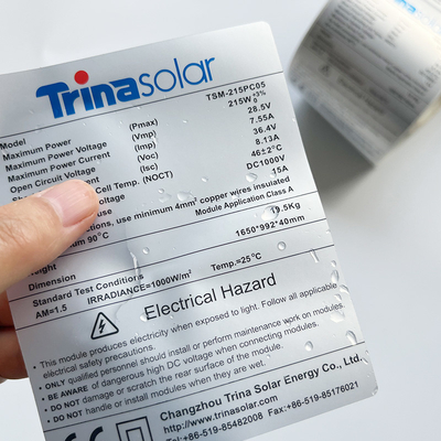 Van het de Streepjescodeetiket van het druk de Zelfklevende HUISDIER Sticker van Matte Silver Thermal Transparent Polyester