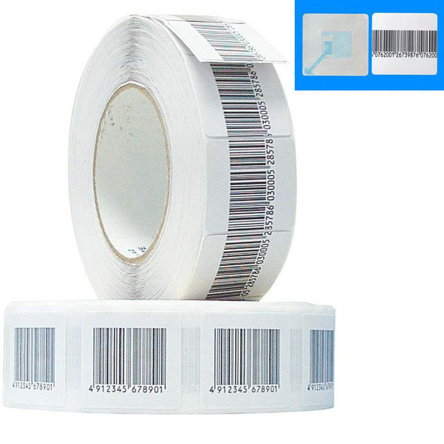 Anti-diefstal rf 4*4cm Zachte de Stickermarkering 8,2 van het Streepjescodeetiket van de de Veiligheidsstreepjescode van Mhz EAS het Etiketbroodje